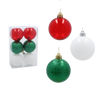 SET OF 6 BAUBLES 6 CM RED/GREEN/WHITE