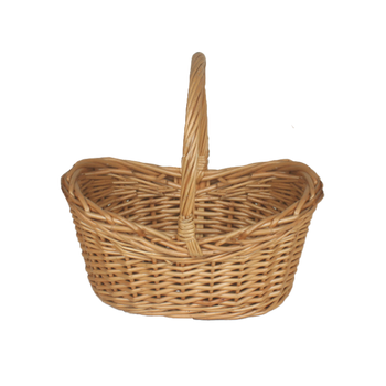 WICKER BASKET 24 x 17 x 11/21 CM WITH HANDLE - NATURAL