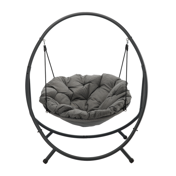 FOTEL WISZĄCY PATIO - CIEMNO SZARA PODUSZKA, SZARA RAMA 115,5X140X167,5CM 