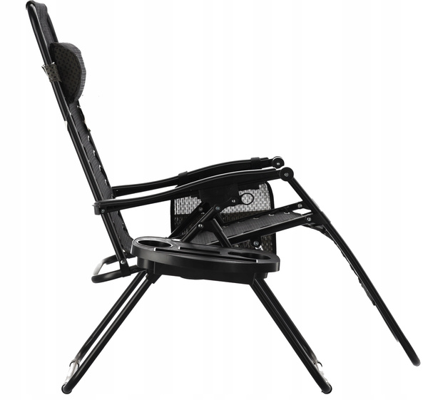 FOLDING GARDEN LOUNGER WITH STAND, POCKET, AND HEADREST