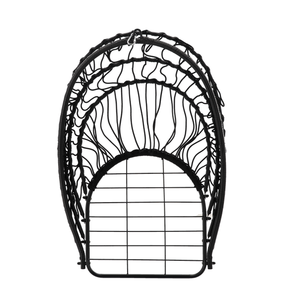 ERIS BLACK HANGING FOLDABLE CHAIR, PILLOW - BLACK, FRAME - BLACK