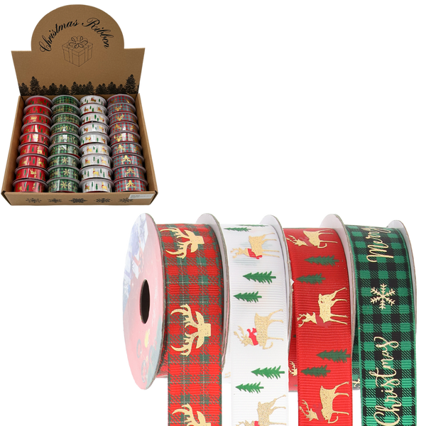 CHRISTMAS DECORATIVE RIBBON MIX DESIGNS 2.5 CM x 2.7M