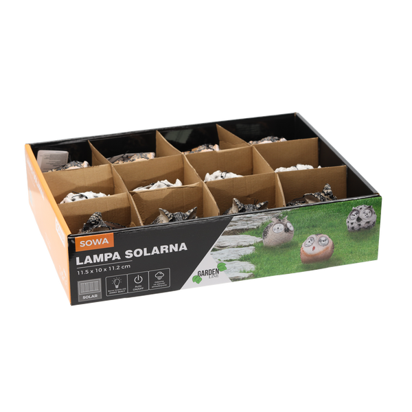 LAMPA SOLARNA SOWA 11,5 x 10 x 11,2 CM disp.12szt *0043