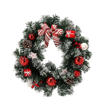 CHRISTMAS WREATH 40 CM WHITE AND RED