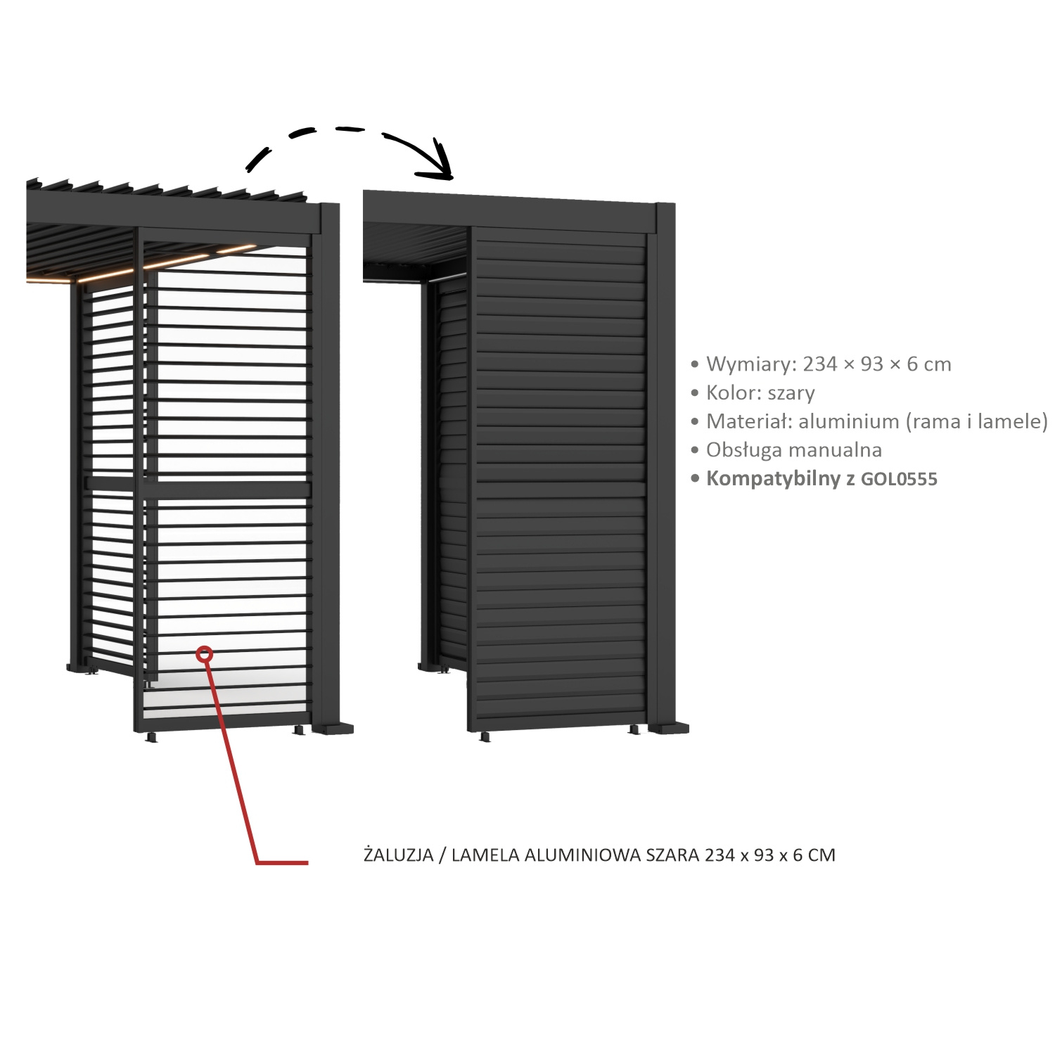 ŻALUZJA / LAMELA ALUMINIOWA SZARA 234 x 93 x 6 CM pol_pl_ZALUZJA-LAMELA-ALUMINIOWA-SZARA-234-x-93-x-6-CM-8987_1