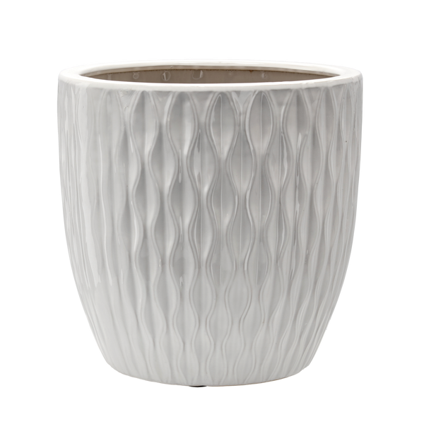 Vas ceramic pentru ghiveci 39 x 39 x 39 CM alb lucios *2401