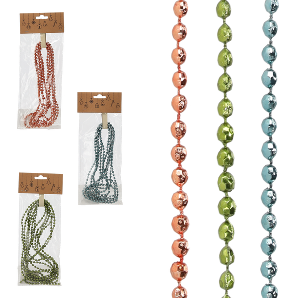 GARLAND 2.7 M BEADS 5 MM OLIVE/COPPER/GRAPHITE