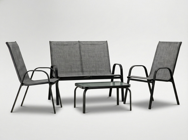 ZESTAW MEBLI OGRODOWYCH ZE STOLIKIEM - SZARY