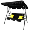 HUŚTAWKA OGRODOWA A-TYPE 170 x 118 x 153 cm CZARNA Z ŻÓŁTYMI POD. I PODSTAWKAMI NA KUBEK *9689