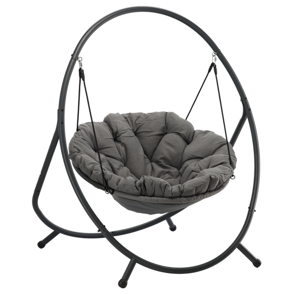 FOTEL WISZĄCY PATIO - CIEMNO SZARA PODUSZKA, SZARA RAMA 115,5X140X167,5CM 