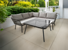 GARDEN FURNITURE SET (CORNER SOFA, TABLE) - GREY, CUSHIONS - GREY