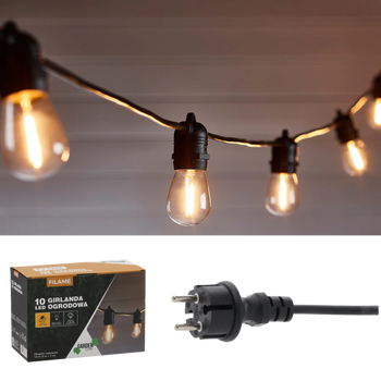 GIRLANDA OGRODOWA 230 V DŁ. 3 + 7 M FILAME 10 LED CIEPŁY BIAŁY *1236