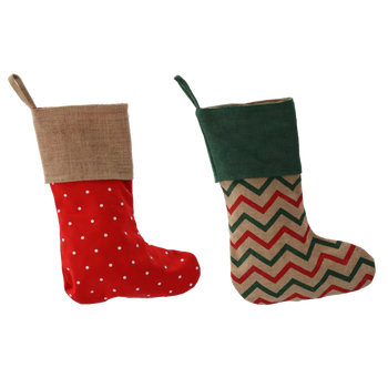 SKARPETA BOŽONAR. 19 x 30/44 CM Z JUTY/BAWEŁNY MIX VZOROV balenie=10ks *4143