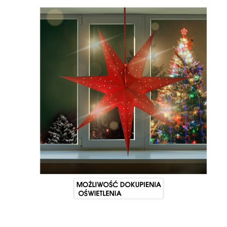 Stea decorativă din hârtie 60 cm roșie cu broderie aurie ambalaj=12buc *2136