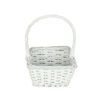 VÍKONOVÝ KOŠ 24 x 24 x 14/35 CM S RUKOJEŤÍ - BÍLÝ *8413