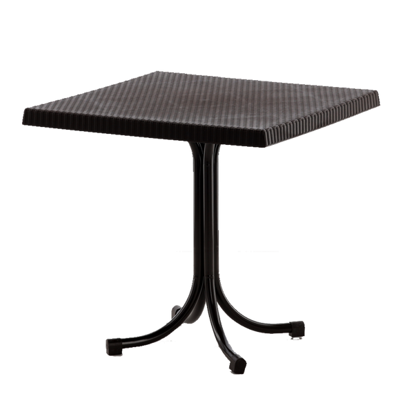 RATTAN GARDEN TABLE ON ONE LEG 80 X 80 X 73 CM BROWN