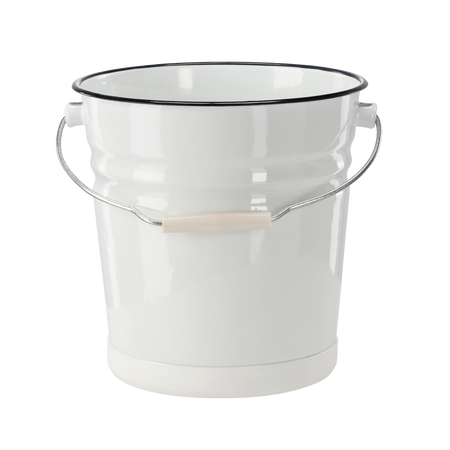 WHITE ENAMEL BUCKET, 12 LITERS, 26 CM