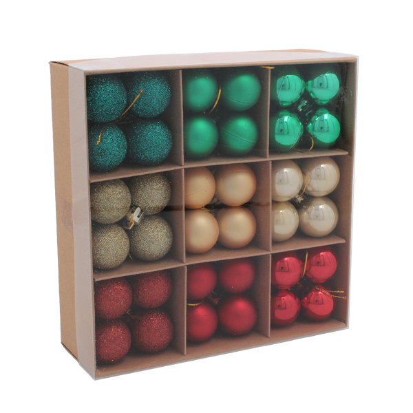 KPL. 72 DECORAȚIUNI PENTRU BRAD 3 CM MIX CULORI *5850