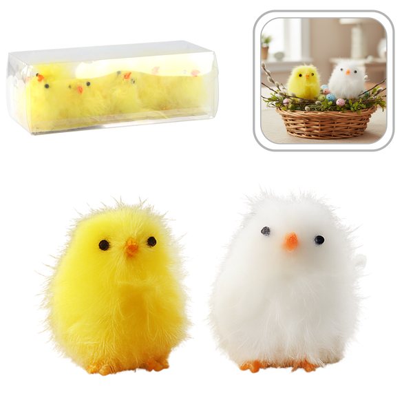 SET OF 10 CHICKENS YELLOW/WHITE