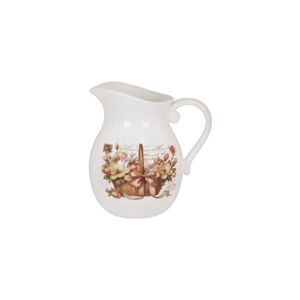 KERAMICKÝ KVĚTINÁČ NA HRNEC DŽBÁN 22 x 16 x 23 CM BÍLÁ MIX VZORŮ *5870