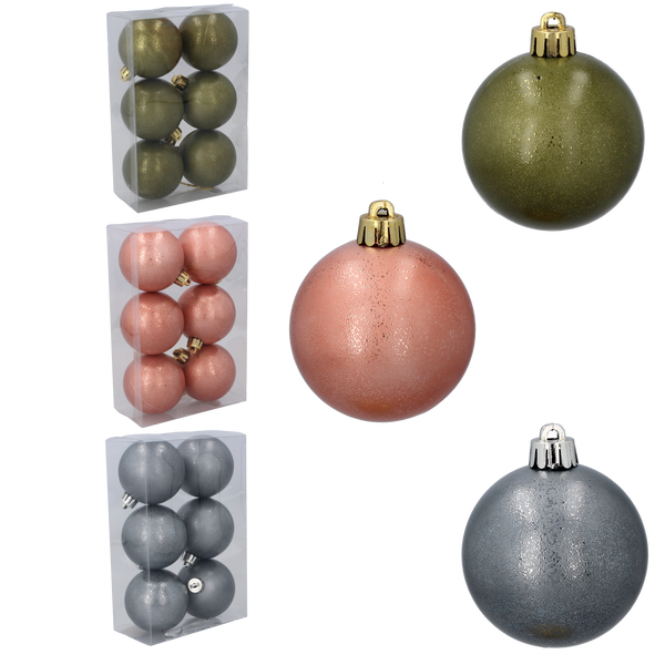 KPL. 6 BOMBE 6 CM OLIV/ CUPRU/ GRAFIT *7184