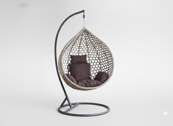 FOTEL WISZĄCY ROZM. L SZARY, PODUSZKA SZARA, RAMA CIEMNOSZARA