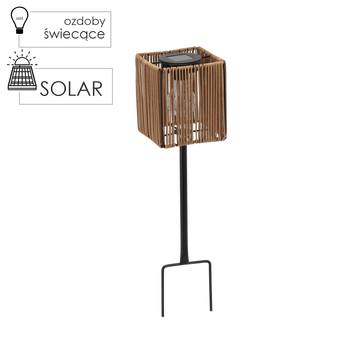 LAMPION SOLARNY BRĄZOWY KWADRATOWY 52 CM WBIJANY *0183