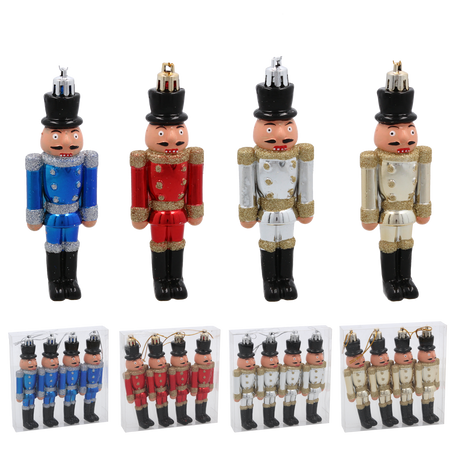 SADA 4 OZDOB BOŽÍHO NAROZENÍ - OŘECHOVÝ DĚDEK 12 CM *7555