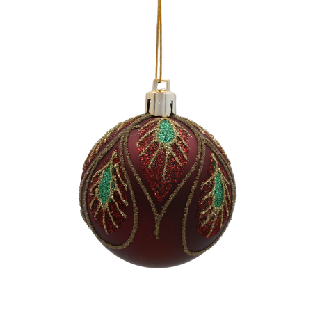 SET OF 8 CHRISTMAS BAUBLES RED 6 CM