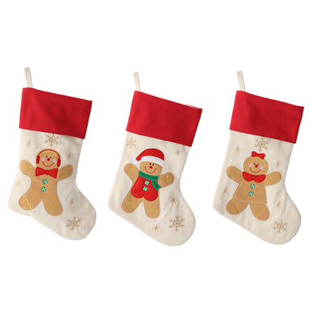 HOLIDAY STOCKING 46 CM BEIGE MIXED PATTERNS pack=12pcs