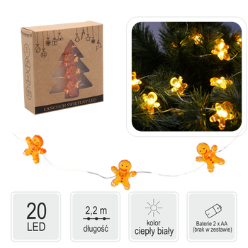 LANȚ LUMINOS LED OM DE SPUMĂ 20 L PE BATERII ambalaj=20 buc *0214