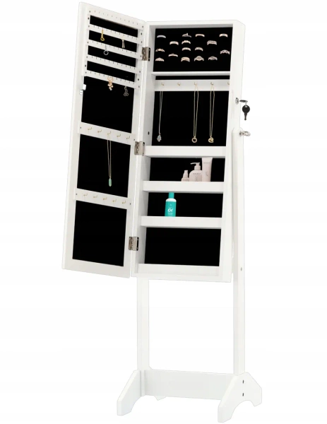 JEWELRY CABINET WITH MIRROR WHITE 34 X 35.5 X 120 CM