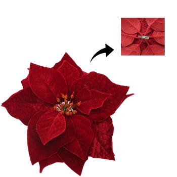 ARTIFICIAL FLOWER - POINSETTIA 25 CM ON CLIP DARK RED