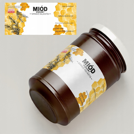 SADA 100 ETIKIET MEDOVÉHO VČELÍHO - IHLIČNATÝ 116 x 50 MM *8306