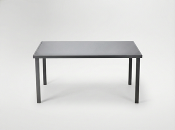 ALUMINIOWY STÓŁ OGRODOWY ZE SZKLANYM BLATEM 150 x 90 x 71 CM SZARY