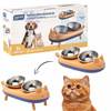 SET OF 2 STAINLESS STEEL BOWLS FOR DOG / CAT ON STAND 41 X 20.5 X 15 CM