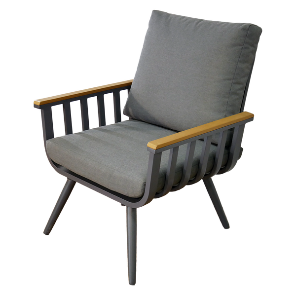 ALUMINUM FURNITURE SET ( SOFA + 2 ARMCHAIRS + TABLE ) GREY + GREY CUSHIONS