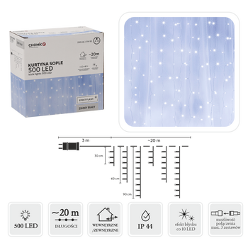 COLD WHITE ICICLE CURTAIN 500L