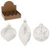 GLASS ORNAMENT - MATTE WHITE DECORATED MIXED PATTERNS