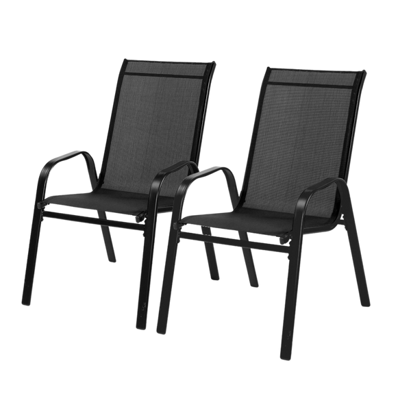 SET DE 2 SCAUNE DE GRĂDINĂ NEGRE 54 x 70 x 92 CM *1625