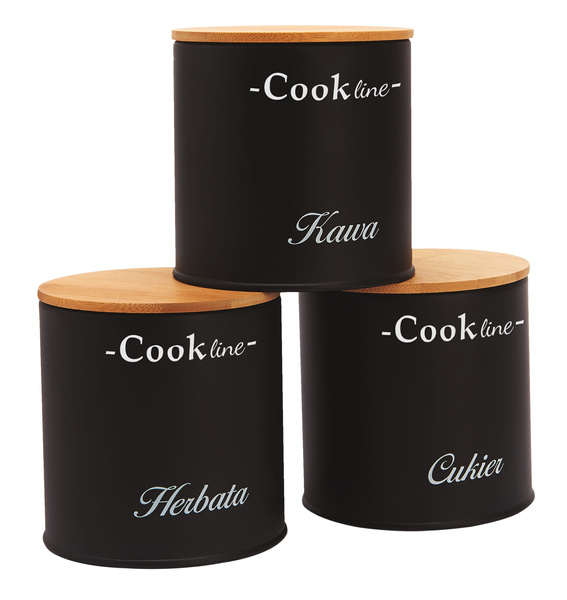 CHLEBAK ORTICA - BAMBUSOWY Z POKRYWĄ METALOWĄ 36,5x25x13 CM CZARNY MAT + 3 POJEMNIKI 11,5x11,5x12 CM