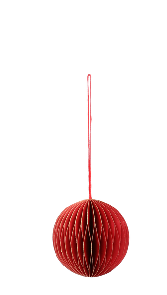 SET OF 4 CHRISTMAS TREE PAPER BAUBLES 8 CM RED