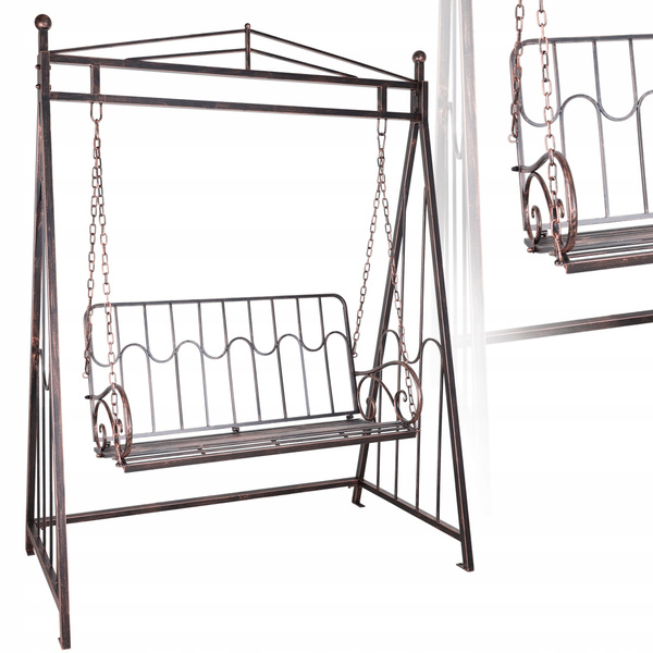 HUŚTAWKA OGRODOWA 162 x 90 x 205 CM ANTYCZNY BRĄZ