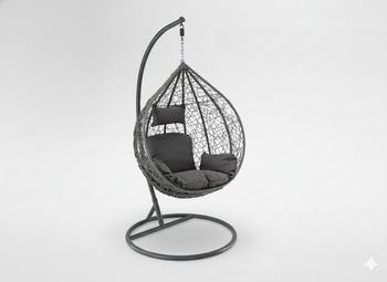 FOTEL WISZĄCY CIEMNOSZARY, PODUSZKA - CIEMNOSZARA, RAMA - CIEMNOSZARA 118X107XD68CM