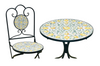 ZESTAW MEBLI OGRODOWYCH METALOWYCH MOZAIKA "LEMONIA" STÓŁ + 2 KRZESŁA