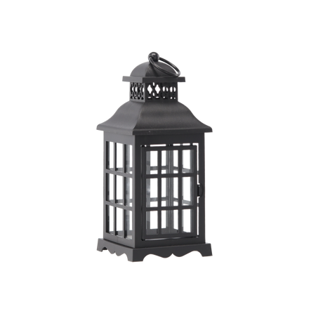 EMPTY LANTERN WITH DOORS GRID-BLACK*5725