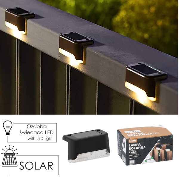 KPL.4 LAMPEK SOLARNYCH 8 x 4,5 x 4,5 CM LINUS LED CIEPŁY BIAŁY *3729