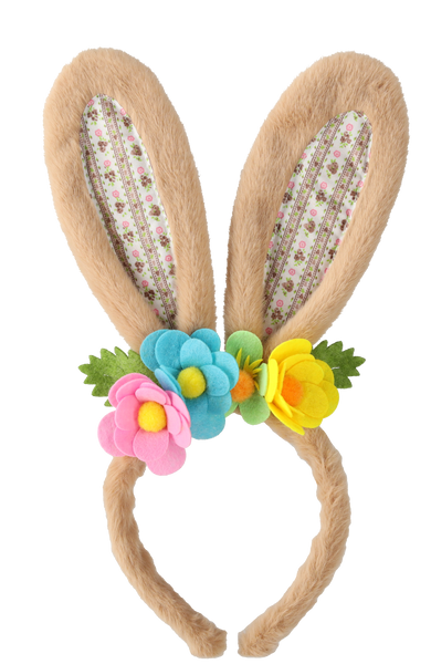 BRATARA PE CAP - URECHI DE IEPURE CU FLORI 16 x 32 CM MIX 3 MODELE ambalaj=12buc *9168