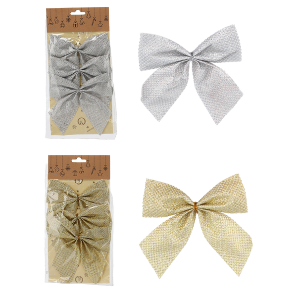 SET OF 3 CHRISTMAS BOWS 13 CM MIX DESIGNS