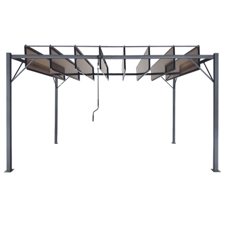 PERGOLA GARDEN WITH MOVABLE LOUVERS MADE OF POLYCARBONATE 3 X 4 M BROWN